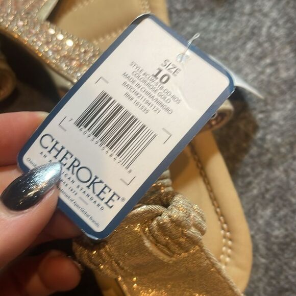 Cherokee Sparkling Gold Sandals NWT Size 10 - Picture 4 of 7